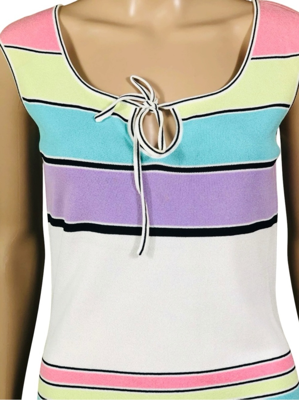 ESCADA knit multi colored striped shirt Sz s eu 36 Vintage